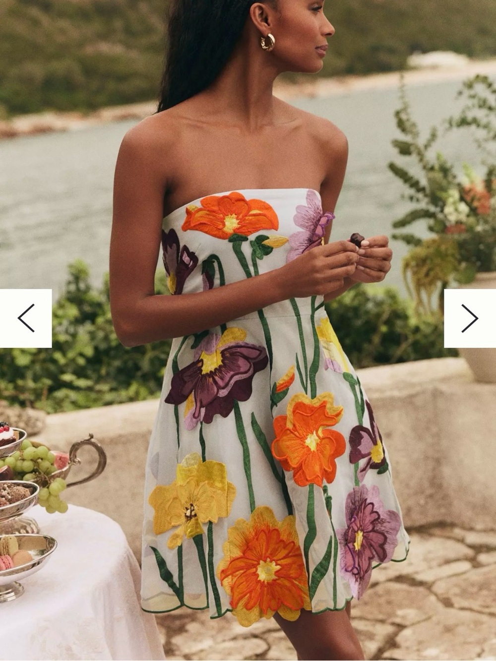 Anthropologie Maeve Floral Appliqué Embroidered Organza Strapless Mini Dress M - Picture 2 of 16
